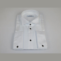 Mens CEREMONIA Tuxedo Formal Shirt 100% Cotton Turkey Slim Fit #stn 13 ATD White image 5