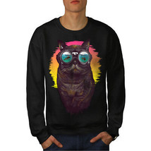 Wellcoda Hippie Glasses Cool Cat Mens Sweatshirt, Fish Casual Pullover Jumper - £24.11 GBP+