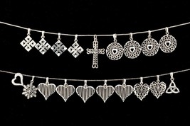 (19) Sterling Silver Collection of Celtic, Heart, Cross &amp; Snow Flake Pendants - £193.85 GBP