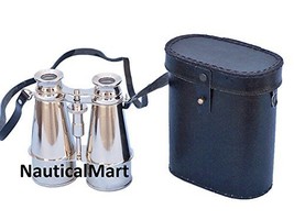 Nautical Captains Chrome Binoculars with Leather Case 6&quot; - £78.34 GBP