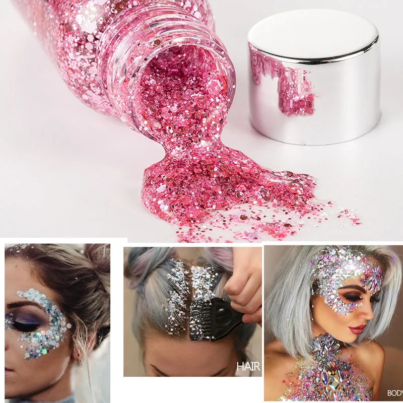 House Home Eye Glitter Nail Hair Body Face Glitter Gel Art Flash Heart Loose Seq - £19.98 GBP