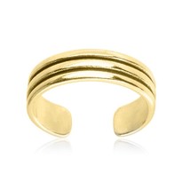 Awesome 14K Yellow Gold Plated Polished Adjustable Plain Band Toe/Midi Ring - £10.05 GBP