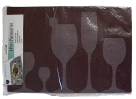 Household Trends 4 -Piece Placemat Set Wine Glass Design Brown 18x12 100... - £11.66 GBP