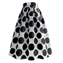 Women White Black Strip Pleated Midi Skirt A-line High Waist Pleated Plaid Skirt image 9