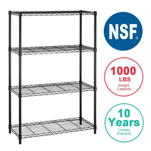 4 Shelf Garage Wire NSF Shelving Unit Storage Heavy Duty Height Adjustable NEW - £43.47 GBP+