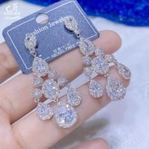 Luxury Wedding Earrings Bridal Jewelry Bright Zircon Crystal Classic Design Nobl - £35.06 GBP