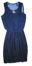 New Womens NWT Taylor Dress 4 Blouson Navy Blue Dark Lace Chiffon Office... - $188.09