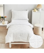 4 Pieces Tufted Toddler Bedding Set Solid White Jacquard Tufts, Soft And... - £52.59 GBP