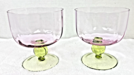 2PC Floradora Studio Nova Pedestal Fruit Dessert Bowl Watermelon Pink Gr... - $26.24