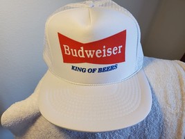 Budweiser-King of Beers screen printed on a Trucker&#39;s white mesh  ball cap - £11.79 GBP