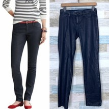 Banana Republic Coated Skinny Jeans Navy Blue Mid Rise Stretch Denim Womens 25 - £27.12 GBP