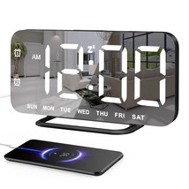 Super Slim Led Digital Alarm Clock, Mirror Surface For Makeup, With Dimi... - £33.80 GBP