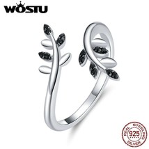 WOSTU Simple Ring for Women 100% 925 Sterling Silver Tree Branch Leaf Finger Rin - £18.52 GBP