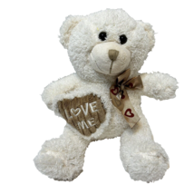 Dan Dee Plush Cream Teddy Bear Love Me Sign Bow Valentines Stuffed Animal 12&quot; - £9.36 GBP