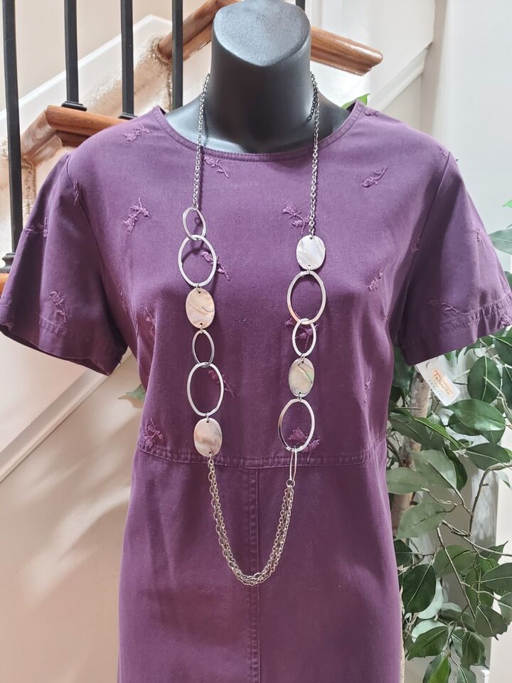 Vintage Talbots Women Purple Solid Lyocell Round Neck Short Sleeve Maxi Dress 8 Item image 3