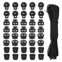 40Pcs Plastic Cord Locks 3 Types And 1/8 Inch 65Ft Elastic Cord Spring T... - £14.89 GBP