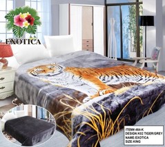 Tiger Gray Color Exotic Plush Heavy Blanket Softy And Warm King Size - £82.20 GBP
