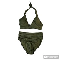 Blooming Jelly Bikini Womens Large Olive Green Halter Top 2 Piece Swimsu... - £17.91 GBP