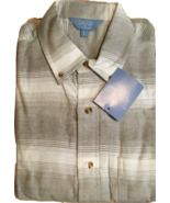 Men&#39;s Tackle &amp; Tides grey stripe long sleeve flannel shirt sz L large NEW - £15.56 GBP