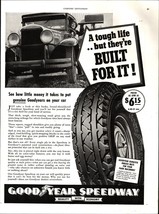 VINTAGE 1938 GOODYEAR tire ad a tough life SPEEDWAY Print Ad b9 - £19.31 GBP