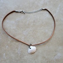 Natural Textured Seashell Pendant Necklace Handmade Jewelry Beige - £8.58 GBP