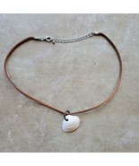 Natural Textured Seashell Pendant Necklace Handmade Jewelry Beige - £8.66 GBP