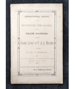 Original 1879 Resolutions Edicts &amp; Decisions of Grand Masters of Michiga... - £60.08 GBP