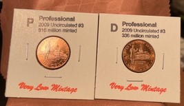 2009 D And P Lincoln Memorial Pennies Bu From Us Mint Roll Professional 2 coins - £6.16 GBP