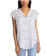 Jachs Womens Blouse White Multicolor Floral Girlfriend Short Cap Sleeves - $50.75 CAD