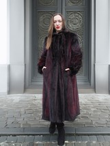 Two Tone Female Mink Fur Coat Red And Black Design S/M Unique Fast Shipping - £602.54 GBP