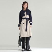 Getspring Women Trench Coat work age Double Breasted Windbreaker Color Matching  - £266.52 GBP