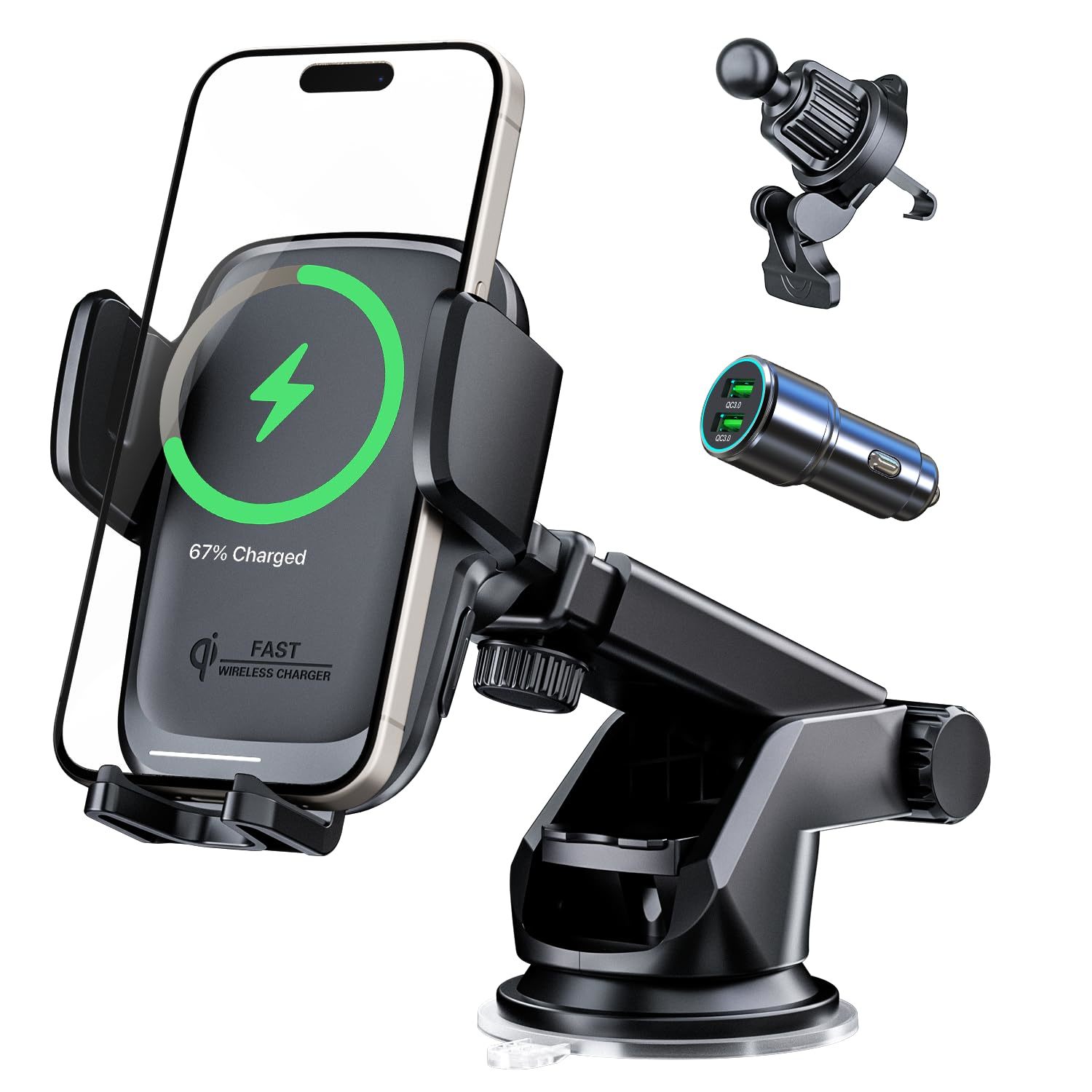 Primary image for Car Phone Holder Wireless Charger, Auto Clamping Wireless Car Charger Mount 15W/