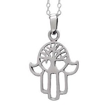 Sterling Silver 925 Hamsa and Tree Of Life Pendant Judaica Jewelry Amule... - $42.54
