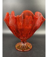 Vintage L.E. Smith Amberina Art Glass Footed Handkerchief Compote Bowl VG/EX - £30.83 GBP