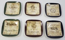 U) Set of 6 Pfaltzgraff Wine Label Dessert Cheese Plates Fiona Stokes-Gi... - $19.79