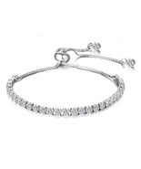 Crystals By Swarovski Slider Tennis Bracelet Sterling Silver Plate Up to... - £34.84 GBP