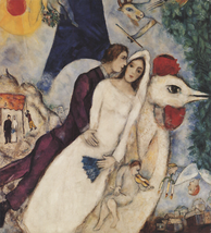 Marc Chagall The Bridal Pair With The Eiffel Tower - £47.62 GBP