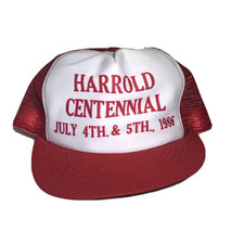 1986 Harrold Centennial 4th Of July Vintage Mesh Trucker Snapback Hat Red Cap - £14.34 GBP