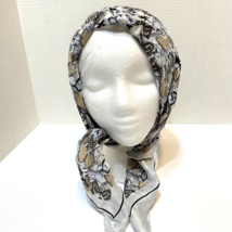 Vintage Womens Metallic Butterfly Silk Style Square Head Neck Scarf 25 x 26&quot; - £12.31 GBP