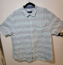 Tommy Bahama Men's Shirt XXL Blue Green Textured Short Sleeve Button-Up Cotton  - $9.49