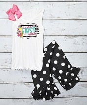 $59 Beary Basics White &amp; Black Dot &#39;Hello First Grade&#39; Tank Set Size 8 NWOT - $27.55