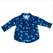 Gymboree Boys Shirt Size 6-12 M Blue Collared Button Up Long Sleeve Dino... - $9.99
