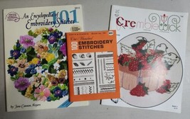 Lot of 3 Vintage Embroidery Stitches Encyclopedia Instruction Books Magazines - £26.43 GBP
