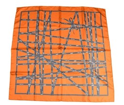 Hermes Scarf Bolduc By Jeans Lous Dumas Silk 90 CM Ribbon Orange Carre 88.9cm - £756.49 GBP