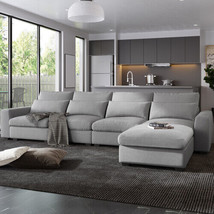 Modern Large L-Shape Feather Filled Sectional Sofa, Convertible Sofa - £854.08 GBP