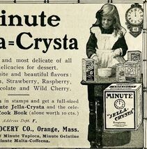 1904 Minute Jella Crysta Gelatin Dessert Advertisement Ephemera 4.75 x 3... - $367.78 MXN