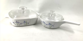 Rare Corning Ware Shadow Iris 0.5 L Menuette Sauce Pan P-81-B &amp; A-1-B Casserole - £39.56 GBP