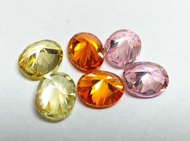 37 Cts 6 pcs Natural Oval Cut Cambodia Neon Zircon Multi color Loose Gemstone - £4.87 GBP