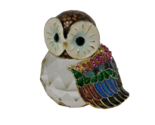 Crystal Brass Owl with Colorful Enamel &amp; Rhinestones - £51.42 GBP