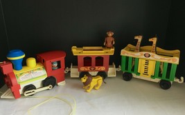 Fisher Price 1970s Play Family Circus Train #991 Lion 2 Giraffes Monkey Engineer - $29.00